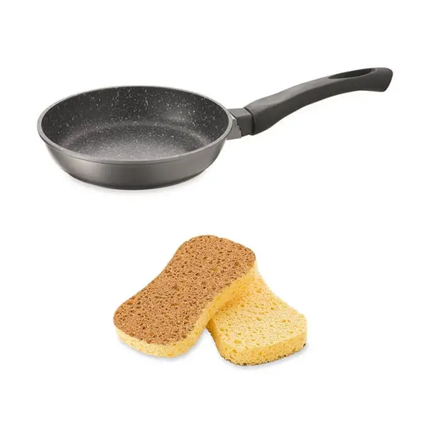 20 Cm Stone-Effect Non-Stick Frying Pan + 2 Eco-Friendly Vegetable Sponges – Mathon 1