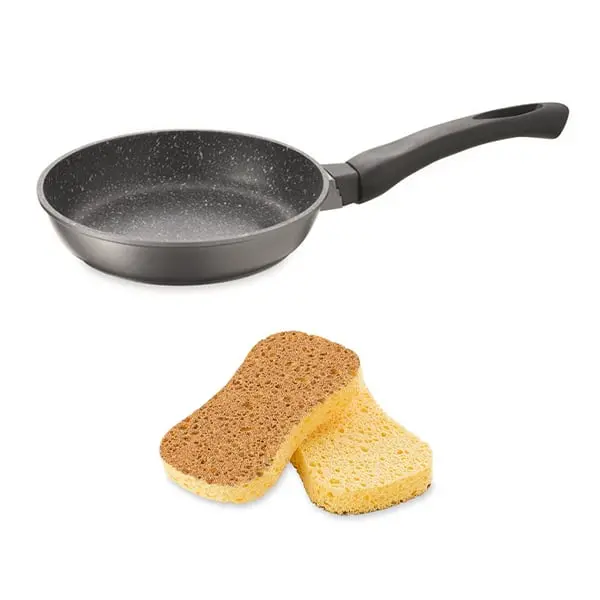 24 Cm Stone-Effect Non-Stick Frying Pan + 2 Natural Plant-Based Scrub Pads – Mathon 1