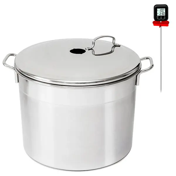 24-Liter Stainless Steel Canning Kettle Set – 6-Jar Guillouard Boiler + Auto-Start Digital Thermometer (25 Cm Stainless Probe) By Nogent 1