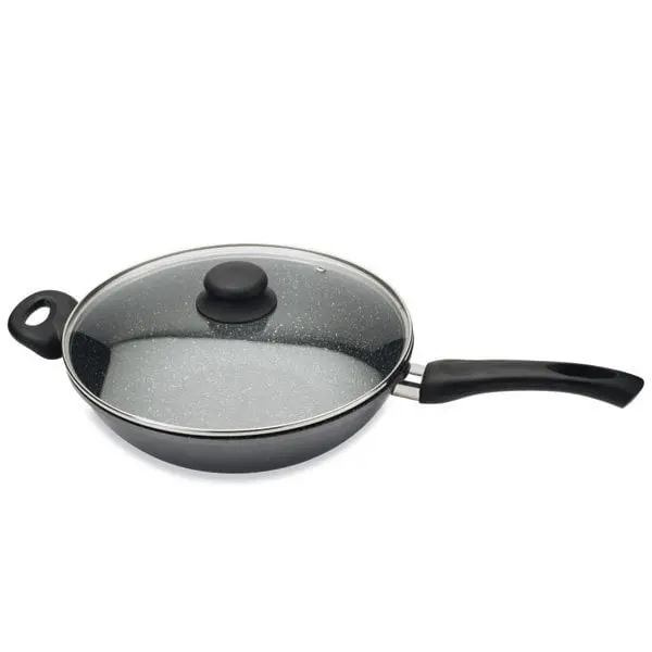 28 Cm Stone-Dur Nonstick Wok With Tempered Glass Lid By Mathon 1