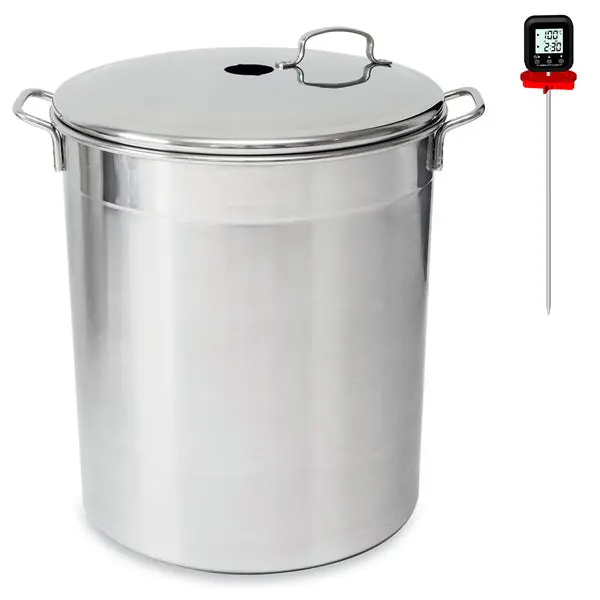 37-Liter Stainless Steel Canning Kettle Set – 12-Jar Guillouard Boiler + Auto-Start Digital Thermometer (25 Cm Stainless Probe) By Nogent 1