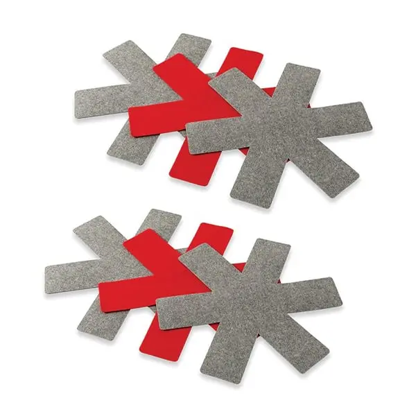 6 Felt-Lined Pan Protectors – Red & Grey, 38 Cm Compatible By Mathon 1