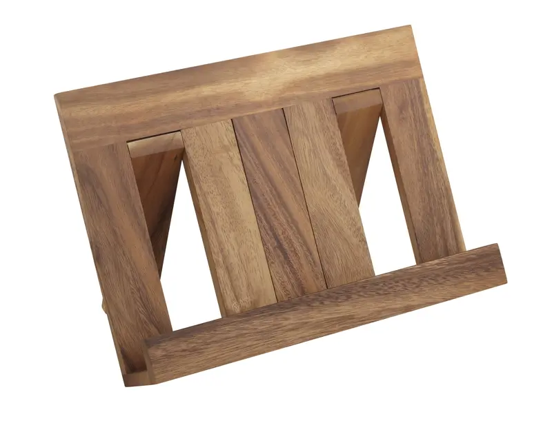 Acacia Wood Recipe Book Stand – Adjustable Natural Grain Cookbook Holder 1