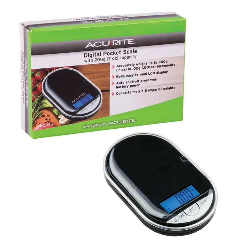 Acurite Pocket Digital Scale – 0.02G Precision, 200G Capacity, Compact Black Design 1