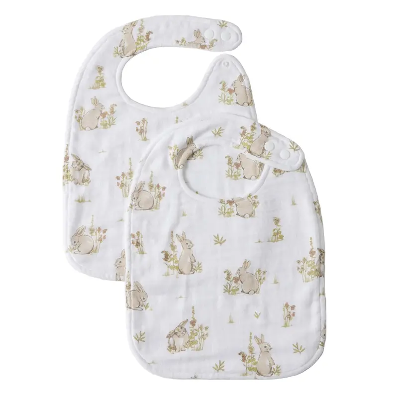 Adorable 'Some Bunny Loves You' Muslin Baby Bib Duo 1