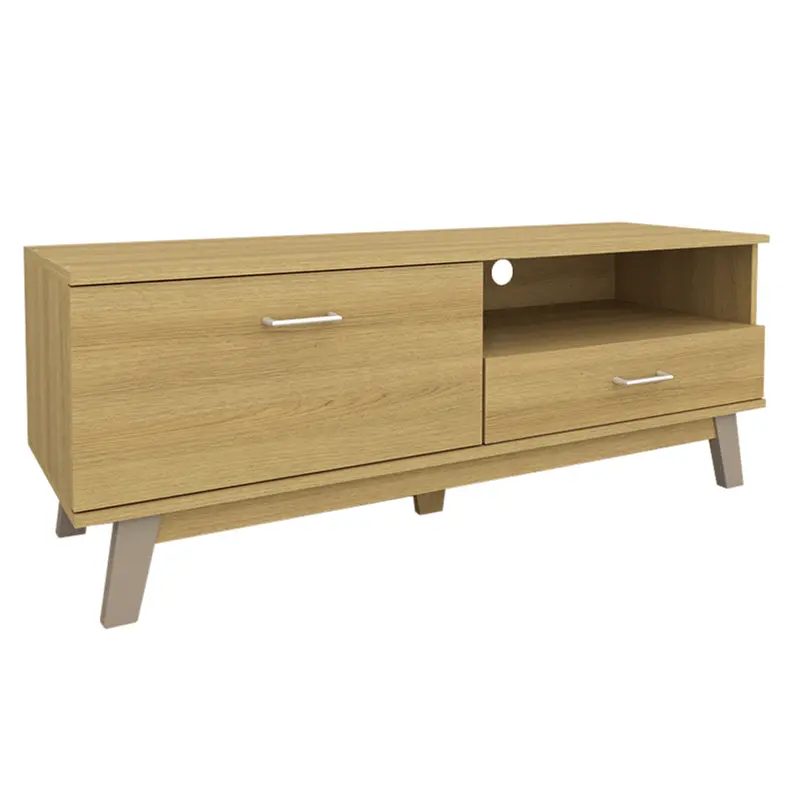 Aiden Low-Profile 120 Cm Tv Bench With Open Shelving 1