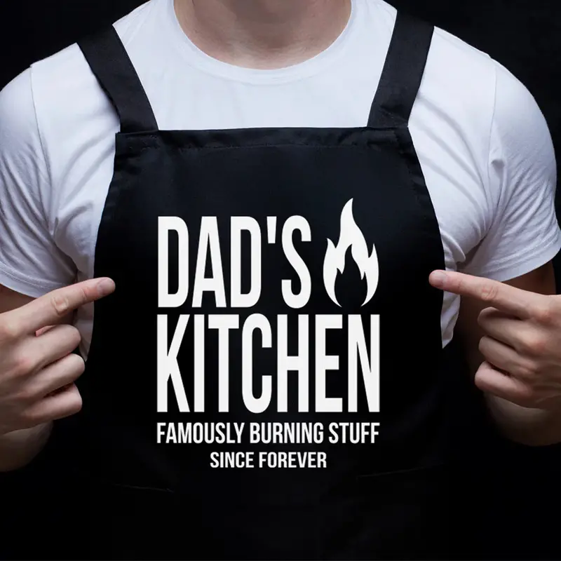 Annabel Trends Dad’S Kitchen Screen-Printed Cotton Apron – Fun Retro Design 1
