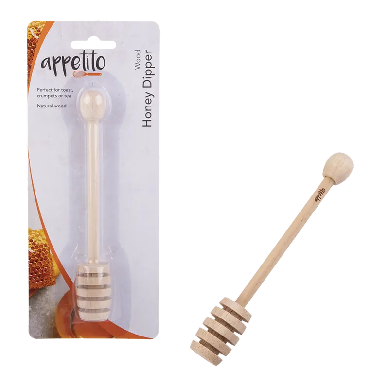 Appetito Natural Wood Honey Dipper – Ergonomic Serving Spoon 1