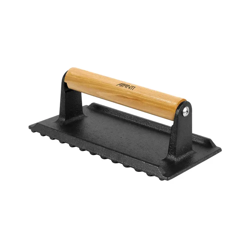 Avanti Cast Iron Meat Press – Dual-Purpose Bacon & Steak Smasher 1