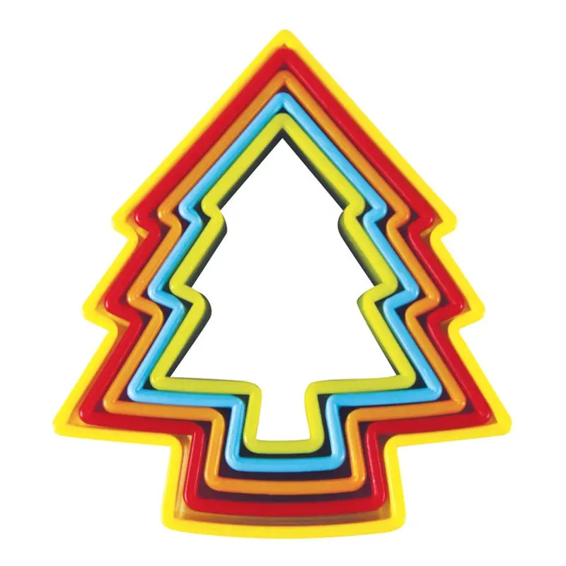 Avanti Multi-Colored Christmas Tree Cookie Cutters – 5-Piece Set 1