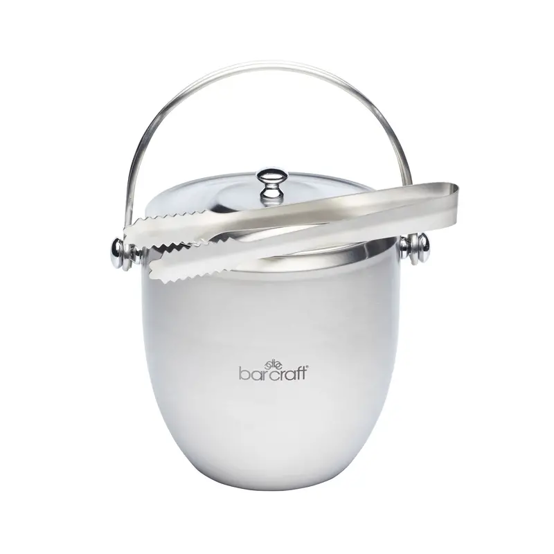 Barcraft Stainless Steel Ice Bucket With Lid & Tongs – Bar-Quality Chilling 1