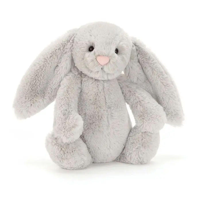Bashful Medium Silver Bunny Plush – Metallic-Tone Snuggly Stuffed Toy 1