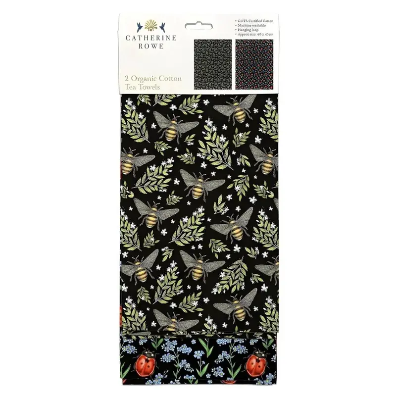 Bee And Ladybird Matching Tea Towel Pair – Catherine Rowe Design 1
