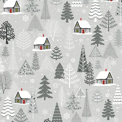 Benartex Nordic Cabin All-Over Light Grey Fabric 1