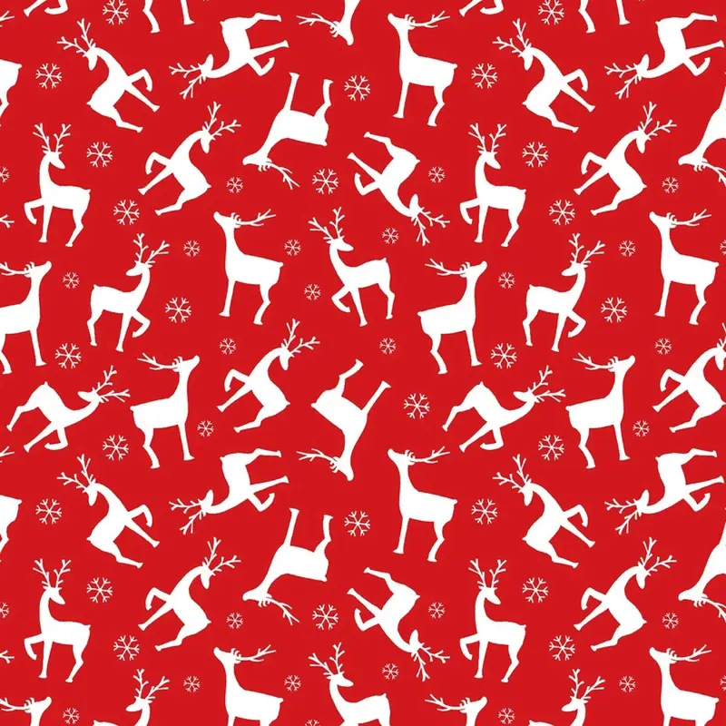 Benartex Nordic Cabin Deer With Pearlescent Metallic Red 1