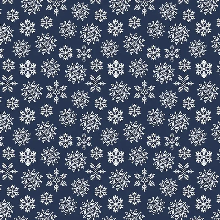 Benartex Nordic Cabin Snowflake Navy Design 1