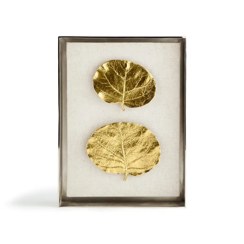 Botanical Leaf Embroidered Fabric Shadow Box 1