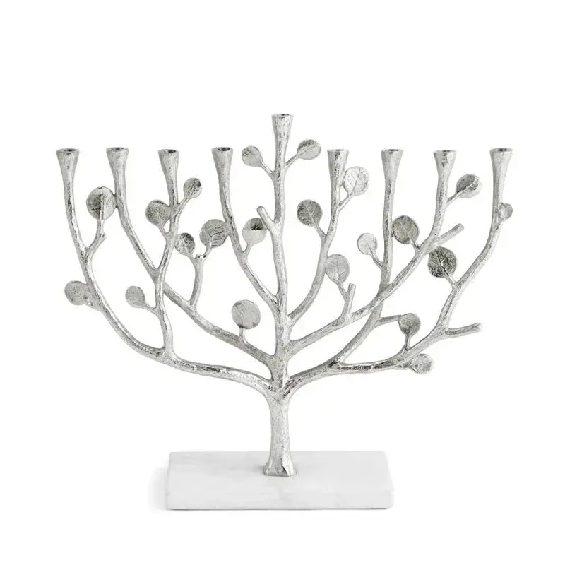 Botanical Leaf Menorah – Nine-Branch Hanukkah Candelabra 1