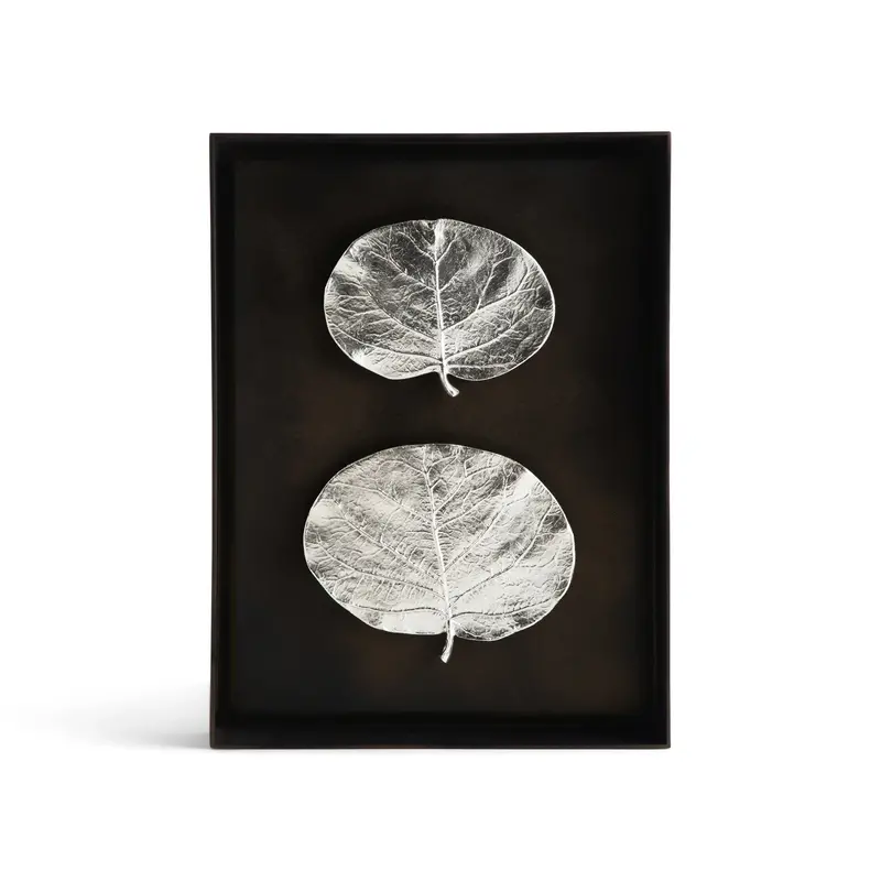 Botanical Leaf Silver Shadow Box Display 1