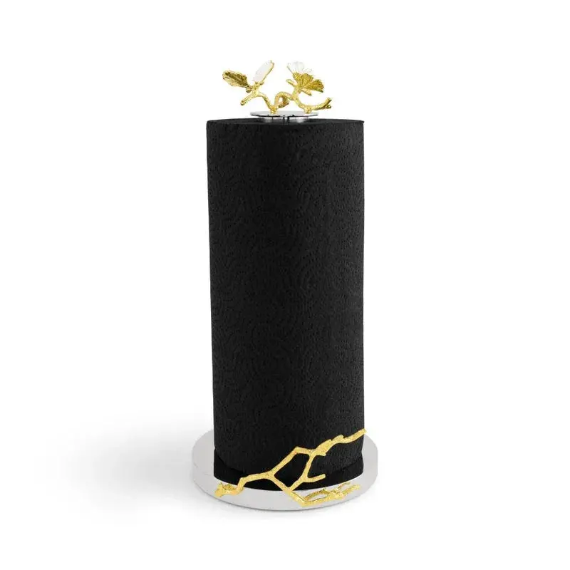 Butterfly And Ginkgo Gold-Trimmed Paper Towel Holder 1