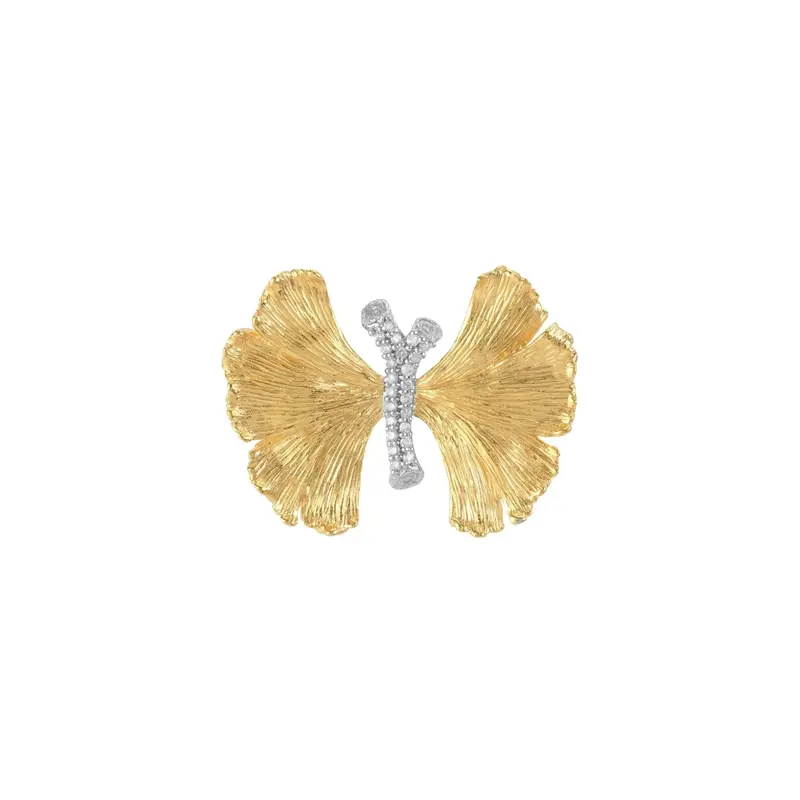 Butterfly Ginkgo Brooch — 28Mm Statement Piece With Diamonds 1