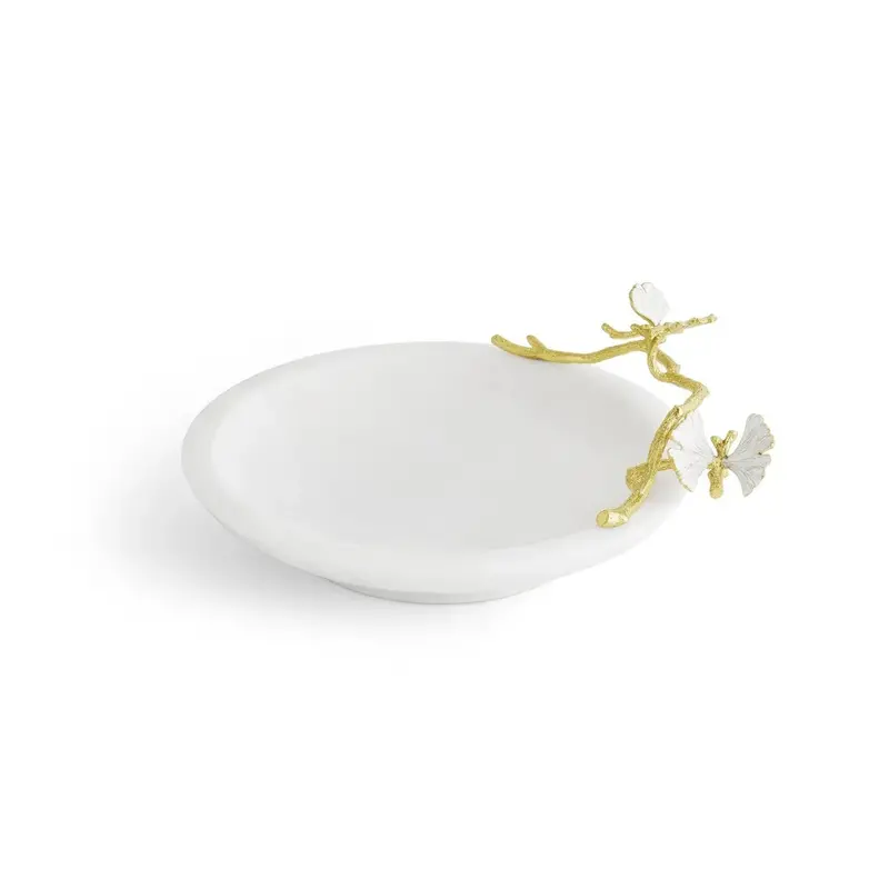Butterfly Ginkgo Gold Decorative Trinket Or Jewelry Dish 1
