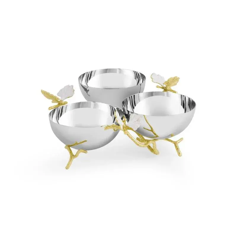 Butterfly Ginkgo Gold Three-Bowl Serving Set 1