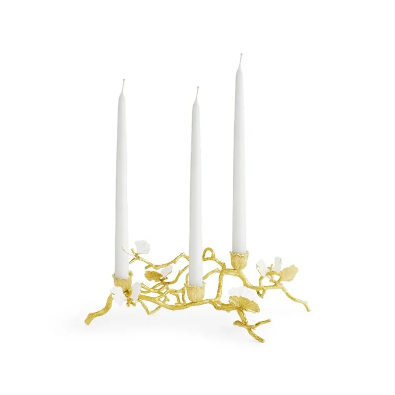 Butterfly & Ginkgo Leaf Gold-Plated Low Candle Holders 1