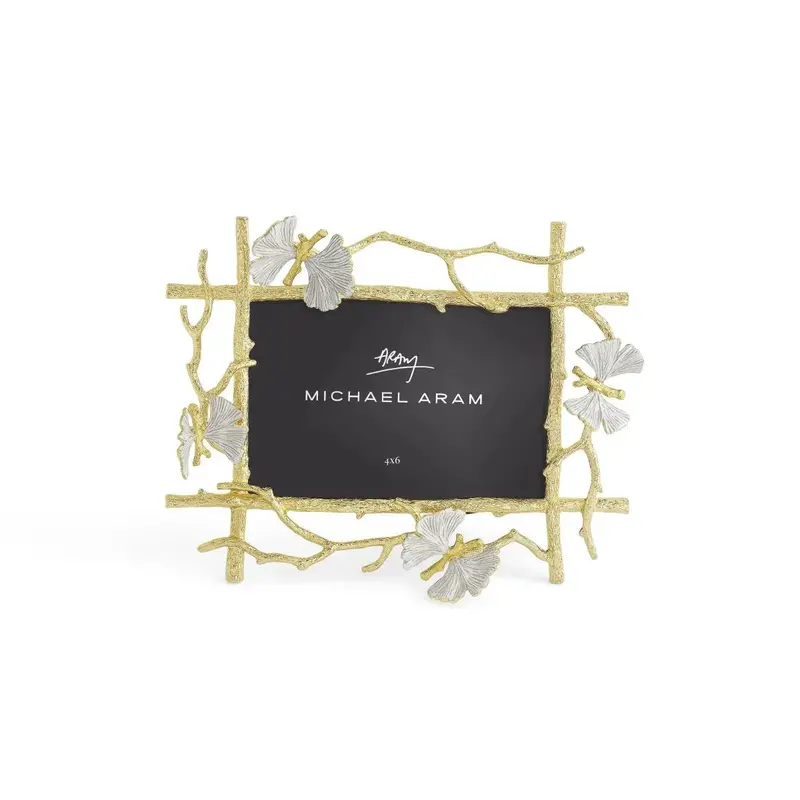 Butterfly Ginkgo Motif Gold Picture Frame 1