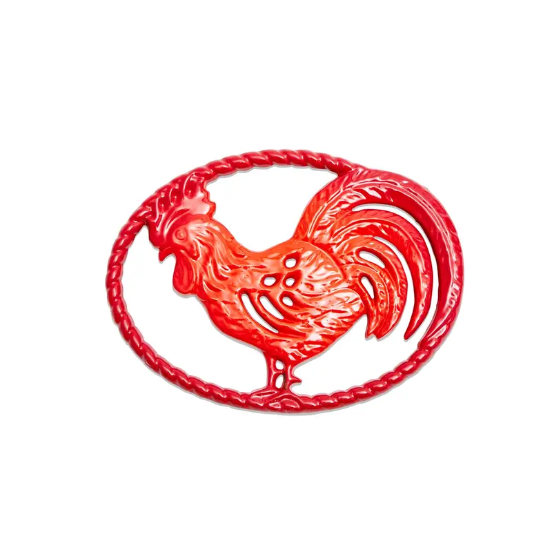 Chasseur Flame Red Rooster Cast-Iron Trivet (11-Inch) 1