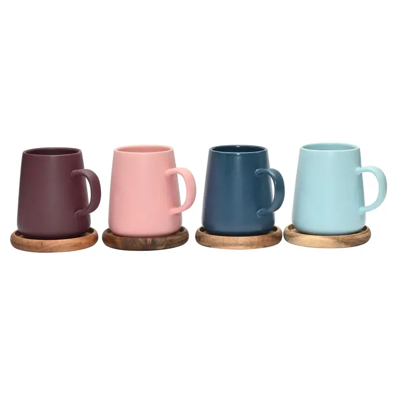 Coffee Culture 320Ml Ceramic Mug Set With Coasters (4-Piece) 1