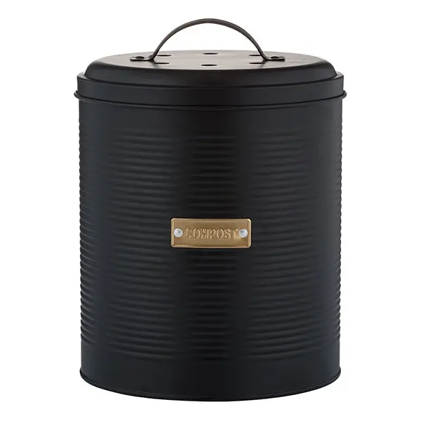 Compact 2.5 L Compost Pail – Matte Black Finish, Typhoon Eco Series 1