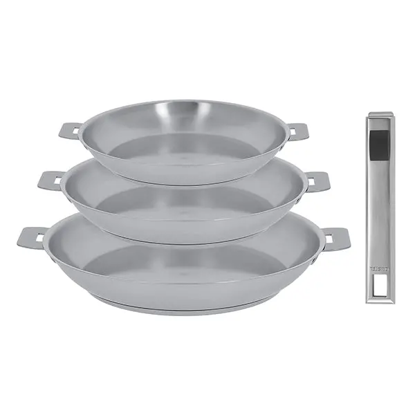 Cristel Strate 3-Piece Detachable-Handle Set – 20/24/28Cm Stainless Steel Pans 1