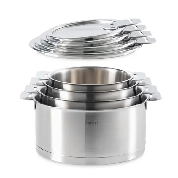 Cristel Strate Stainless Steel Saucepan Quartet – 14–20 Cm + Matching Lids 1