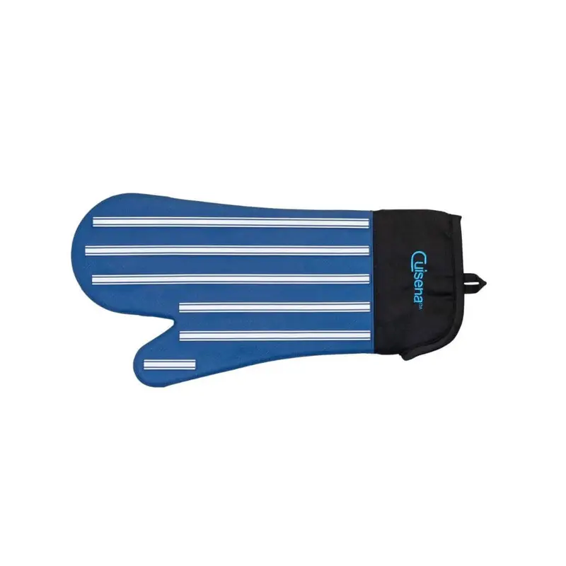 Cuisena Blue-Stripe Silicone & Fabric Oven Mitt 1