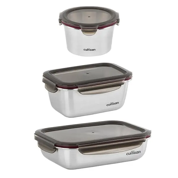 Cuitisan Microwave-Safe Stainless Steel Food Storage Set: 920 Ml, 980 Ml, 1900 Ml 1