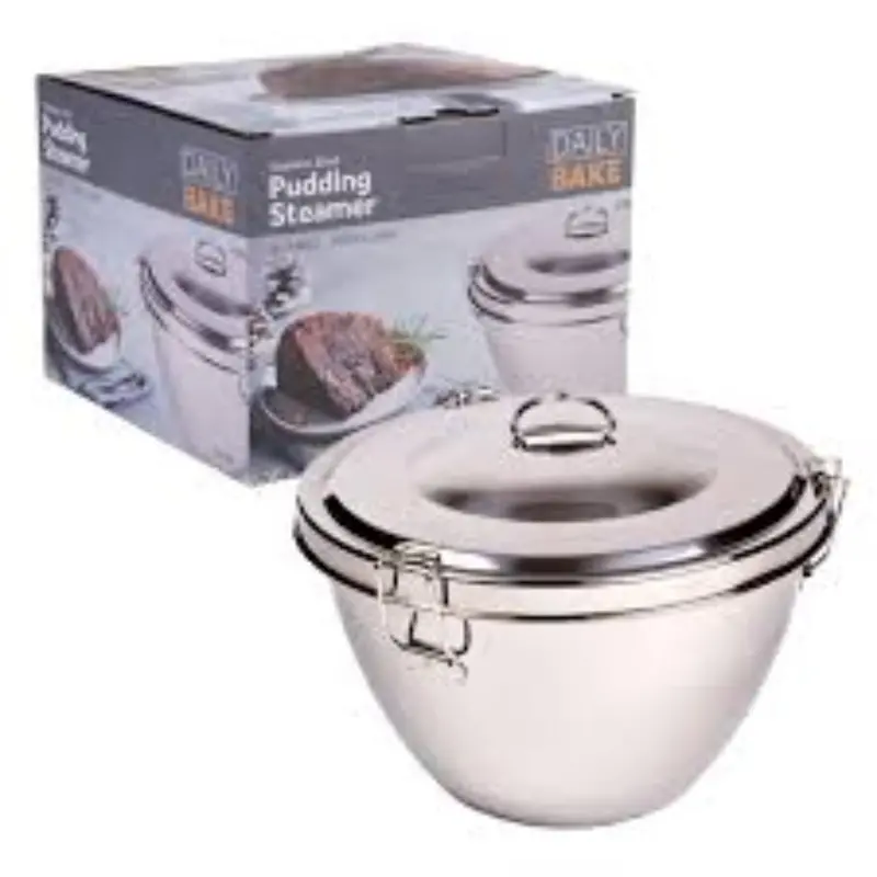 Daily Bake Stainless Steel Pudding Steamer – 2-Pint Capacity, Lid Included 1