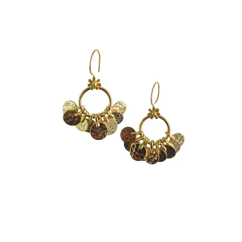 Daisy Gold Disc Drop Earrings 1