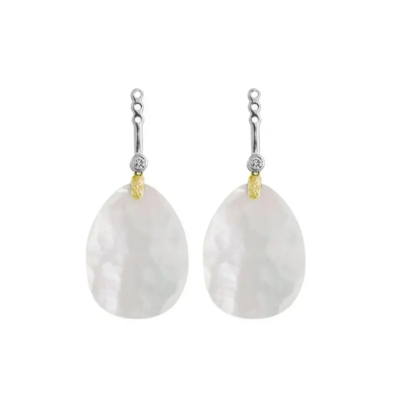 Detachable Molten Earring Drops With Mother-Of-Pearl Doublet & Diamonds 1