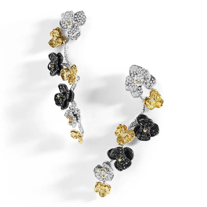 Diamond-Drop Orchid Earrings In Sterling Silver Or Gold Tone 1