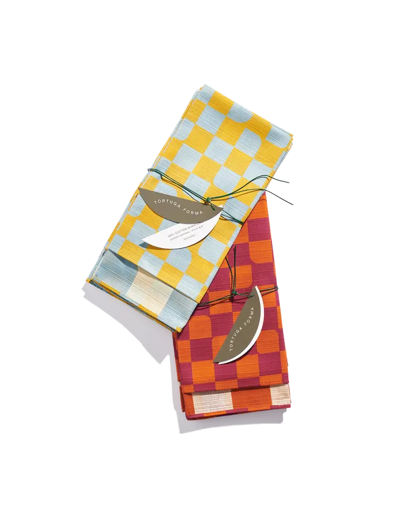 Double-Sided Checker Dinner Napkins – High Season Color Palette 1
