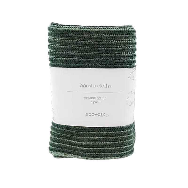 Ecovask Barista Cloths (2-Pack) – Forest Green Microfibre Towels 1