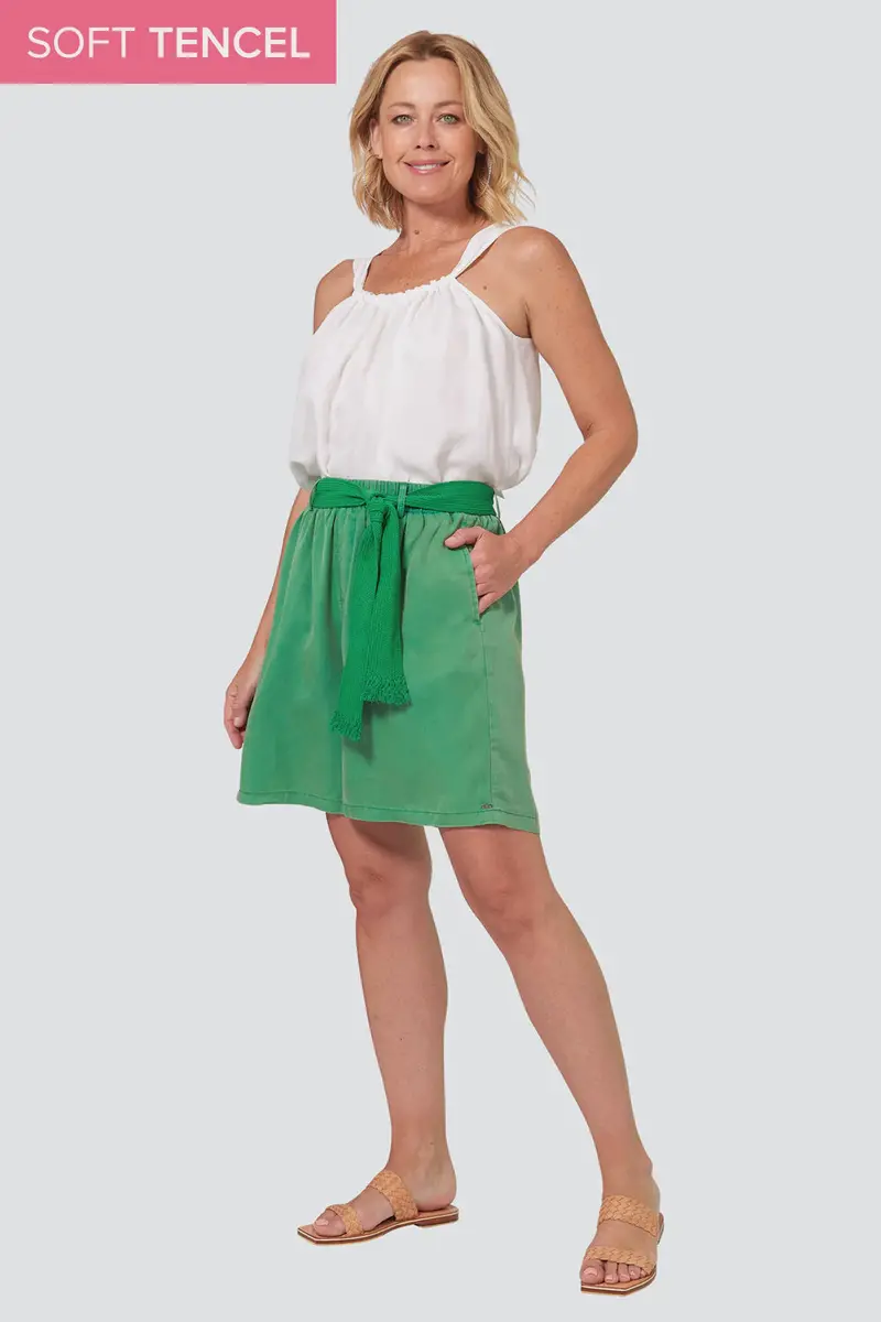 Elan Meadow-Green Short Skirt 1