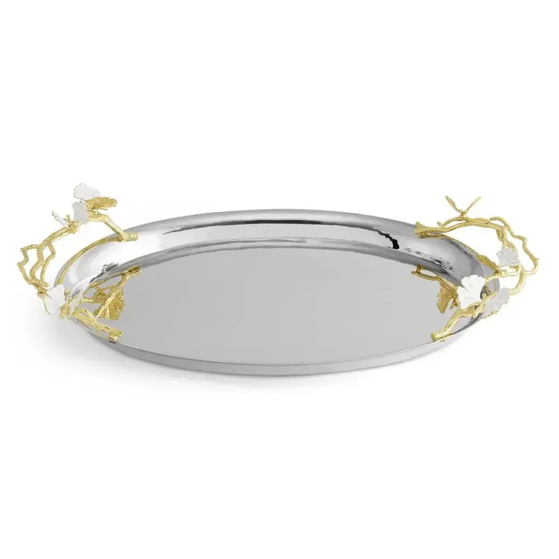 Elegant Butterfly Ginkgo Gold Serving Tray 1