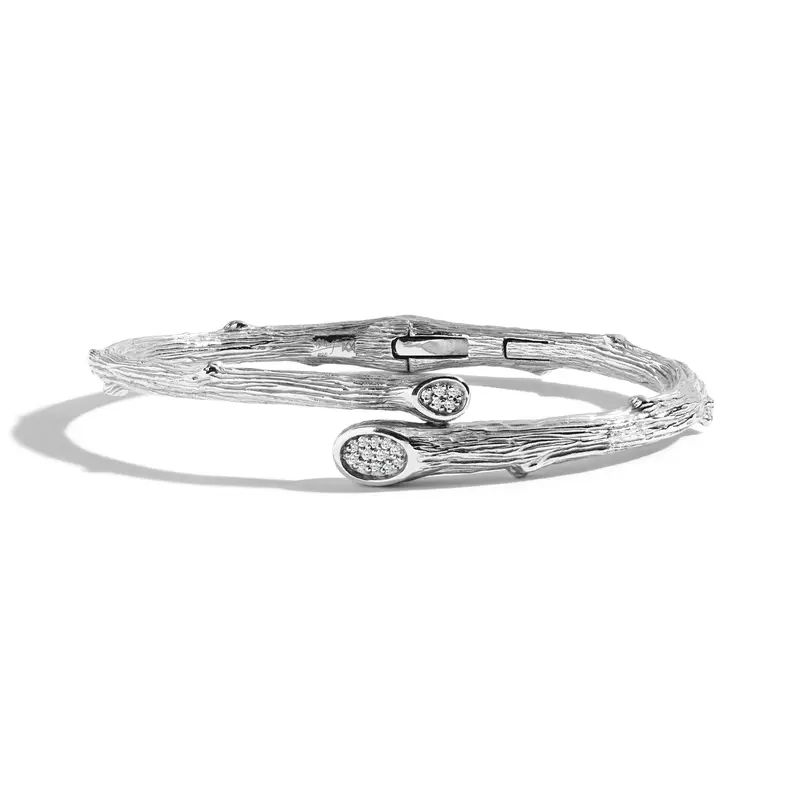 Enchanted Forest Diamond Bangle Bracelet In Sterling Silver 1