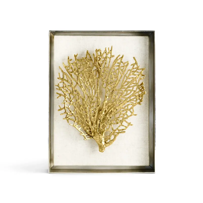 Fan Coral Textured Fabric Shadow Box Art 1