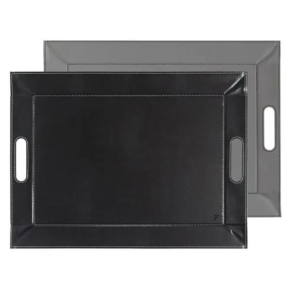 Freeform Reversible Serving Tray – 55 Cm, Dual-Tone Black & Gray Finish 1