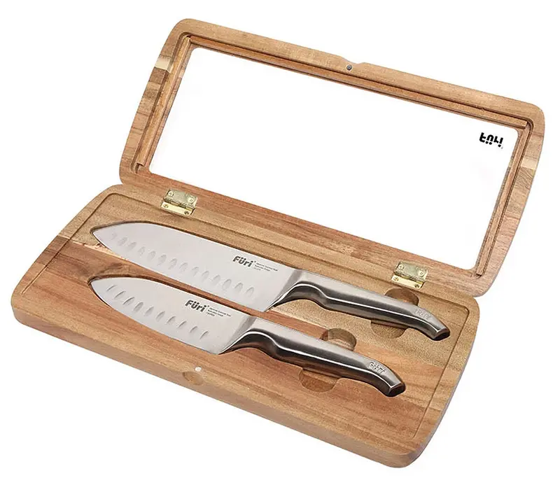 Furi Pro East/West Santoku Knife Set – 2-Piece Professional Culinary Pair 1