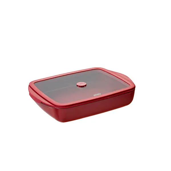 Garnet Rectangular Borosilicate Oven Dish – 1.6L With Secure Lid – Pebbly 1