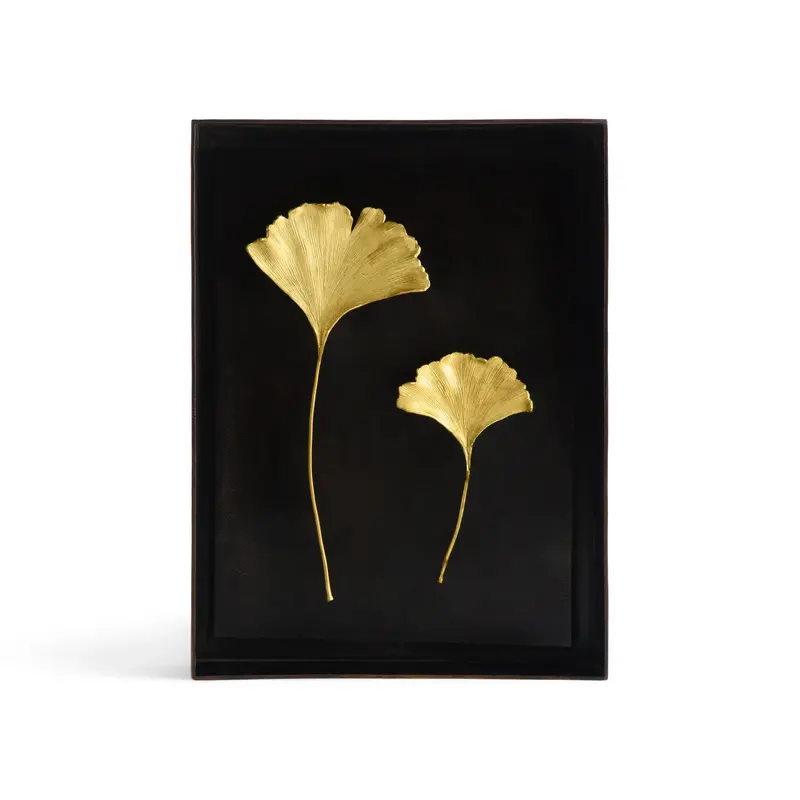 Ginkgo Leaf Gold Shadow Box Framed Art 1